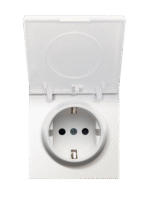 Накладка для розетки Schuko с крышкой, 16A 250 В~, матовый белый, серия DA