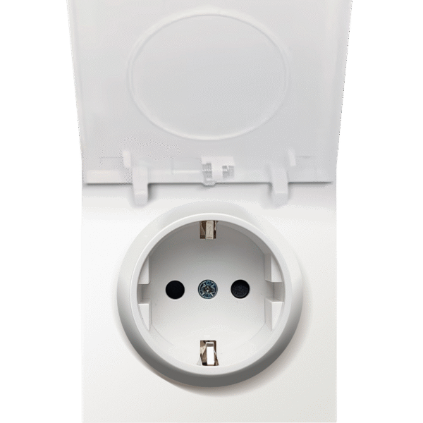 Накладка для розетки Schuko с крышкой, 16A 250 В~, матовый белый, серия DA
