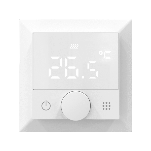 Термостат с датчиком пола, программируемый с Wi-Fi , 16 A, 55*55 мм.белый, ручка настройки