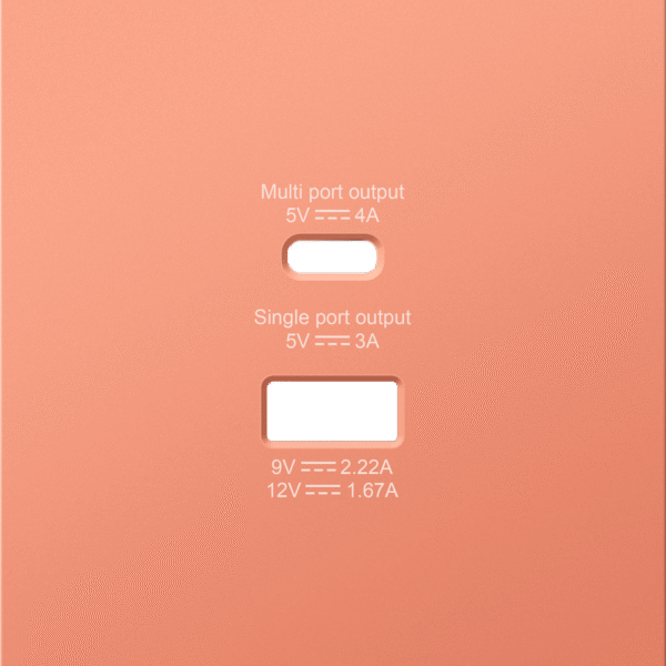 Накладка для розеток USB A+C, матовый коралл, серия DA