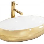Умывальник Rea Melania Gold White U1050