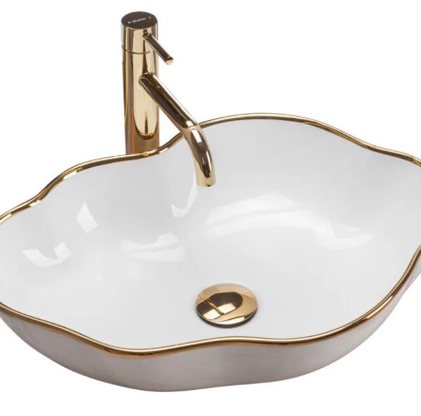 Умывальник Rea Pearl Gold Edge U0696