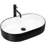 Умывальник накладной Rea Nadia 60 Black Matt White 61x38,5 черный/белый матовый