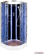 Душевая кабина Deto BM1590NLED BLACK 90x90 без крыши, с LED-подсветкой, стекла с рисунком, профиль хром