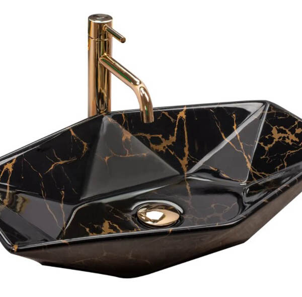 Умывальник Rea Vegas Black Marble Shiny U5603