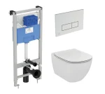 Промо комплект:  инсталляция с унитазом Ideal Standard Tesi Aquablade + кнопка Oleas M2 хром