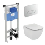 Промо комплект:  инсталляция с унитазом Ideal Standard Tesi Aquablade + кнопка Oleas M3 хром