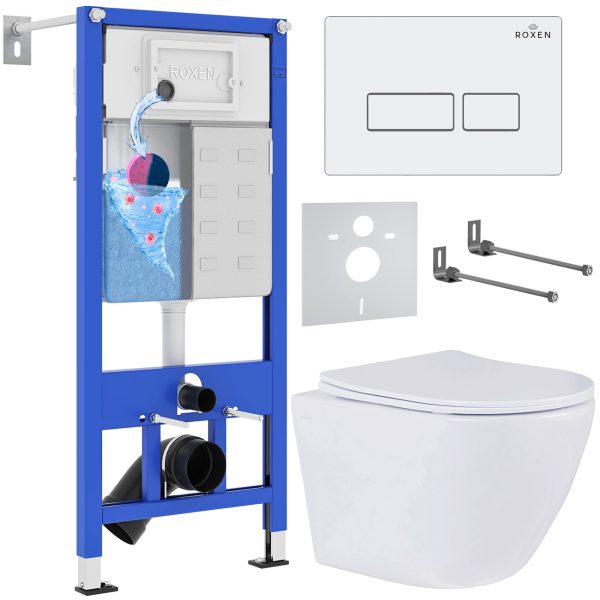 Комплект инсталляции с унитазом 6 в 1 Roxen StounFix Dual Fresh 569295 (состоит из: 710200, Caspia 410280W, 530185-01)