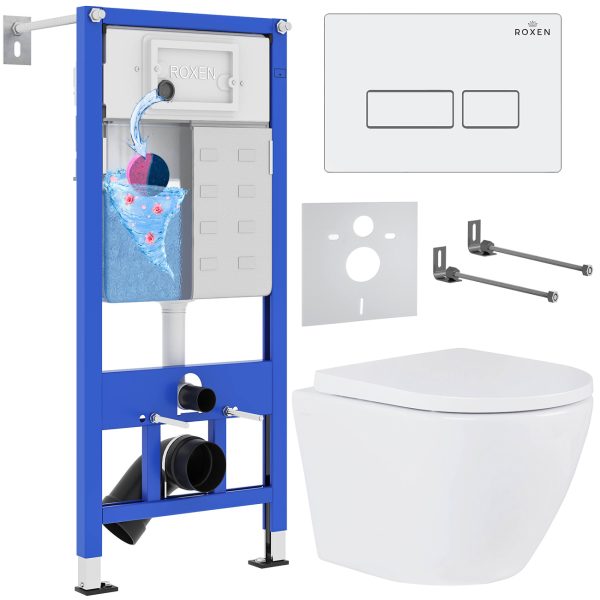 Комплект инсталляции с унитазом 6 в 1 Roxen StounFix Dual Fresh 570840 (состоит из: 710200, Caspia 410280W, 530185-02)