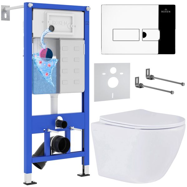 Комплект инсталляции с унитазом 6 в 1 Roxen StounFix Dual Fresh 583589 (состоит из: 710200, Caspia 410280CH, 530185-01)