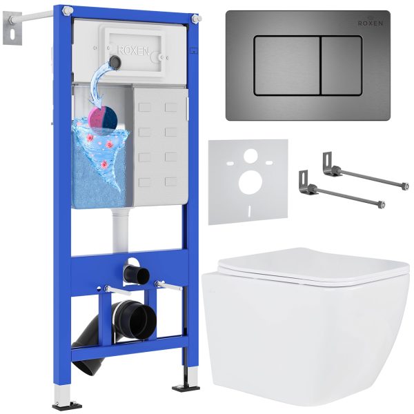 Комплект инсталляции с унитазом 6 в 1 Roxen StounFix Dual Fresh 616329 (состоит из: 710200, Steel 420280G, 530135-01)