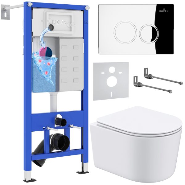 Комплект инсталляции с унитазом 6 в 1 Roxen StounFix Dual Fresh 913681 (состоит из: 710200, Santi 410260CH, 530120-01)