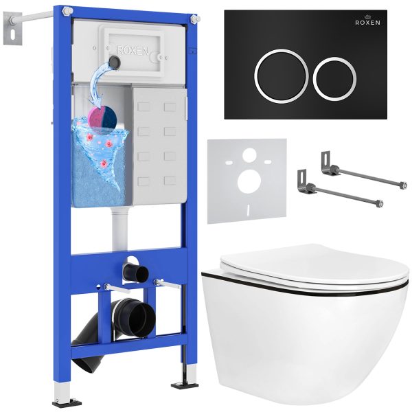 Комплект инсталляции с унитазом 6 в 1 Roxen StounFix Dual Fresh 964643 (состоит из: 710200, Santi 410260B, 530110-01B)