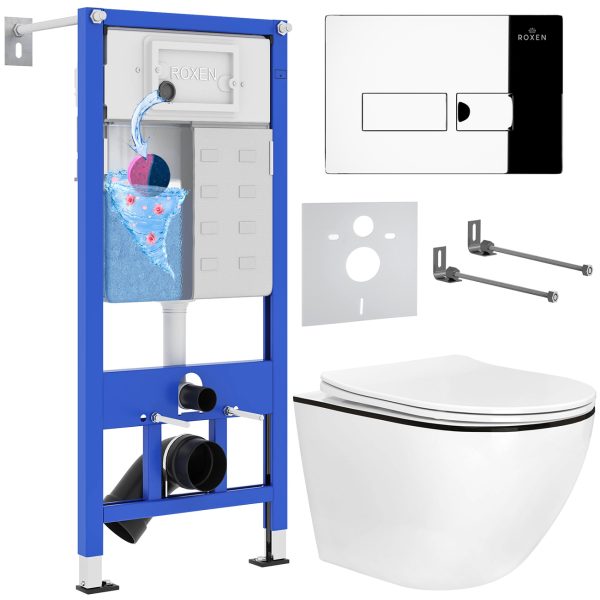 Комплект инсталляции с унитазом 6 в 1 Roxen StounFix Dual Fresh 964772 (состоит из: 710200, Caspia 410280CH, 530110-01B)