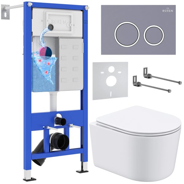 Комплект инсталляции с унитазом 6 в 1 Roxen StounFix Dual Fresh 966133 (состоит из: 710200, Santi 410260DG, 530120-01)