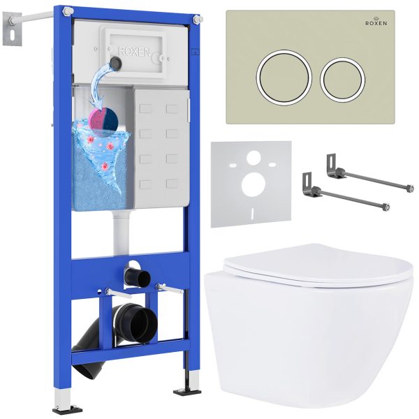 Комплект инсталляции с унитазом 6 в 1 Roxen StounFix Dual Fresh 966181 (состоит из: 710200, Santi 410260BG, 530185-01)