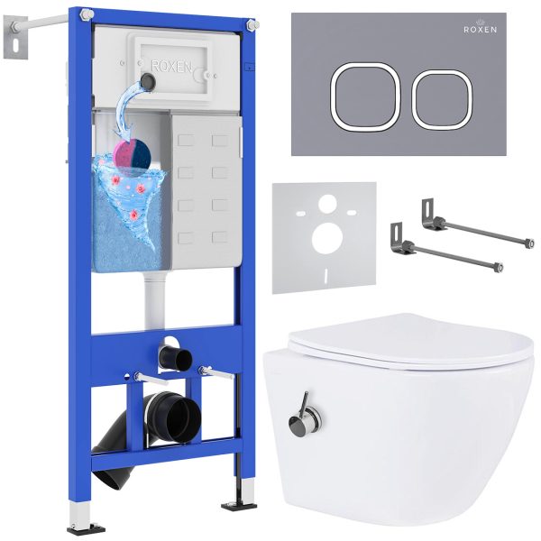 Комплект инсталляции с унитазом 6 в 1 Roxen StounFix Dual Fresh 966430 (состоит из: 710200, Santi 410280DG, 530185-01Х)