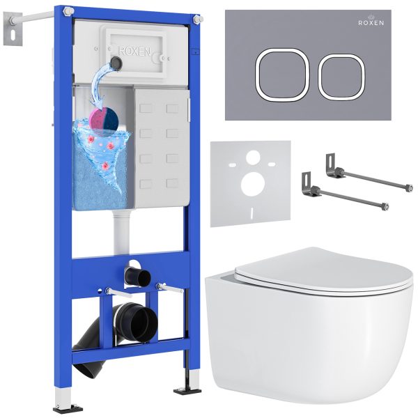 Комплект инсталляции с унитазом 6 в 1 Roxen StounFix Dual Fresh 966439 (состоит из: 710200, Santi 410280DG, 530160-01)