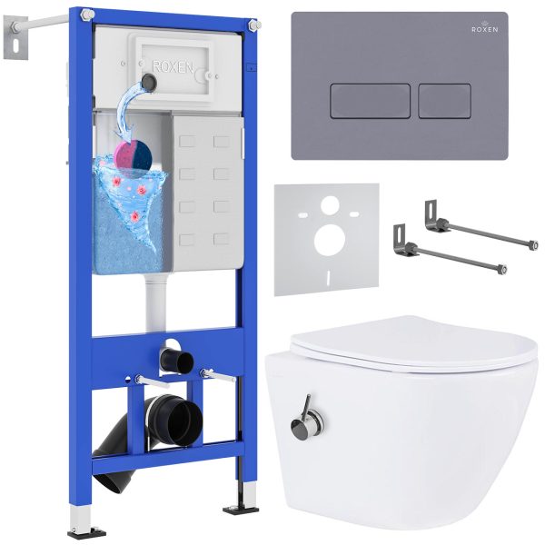 Комплект инсталляции с унитазом 6 в 1 Roxen StounFix Dual Fresh 966821 (состоит из: 710200, Caspia 410280DG, 530185-01Х)