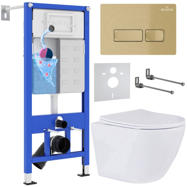 Комплект инсталляции с унитазом 6 в 1 Roxen StounFix Dual Fresh 968049 (состоит из: 710200, Caspia 410280GВ, 530185-01)