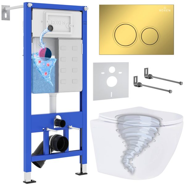 Комплект инсталляции с унитазом 6 в 1 Roxen StounFix Dual Fresh 968356 (состоит из: 710200, Santi 410260G, 530205-01)