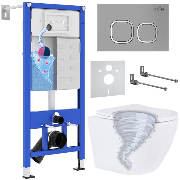 Комплект инсталляции с унитазом 6 в 1 Roxen StounFix Dual Fresh 968387 (состоит из: 710200, Santi 410280M, 530205-01)