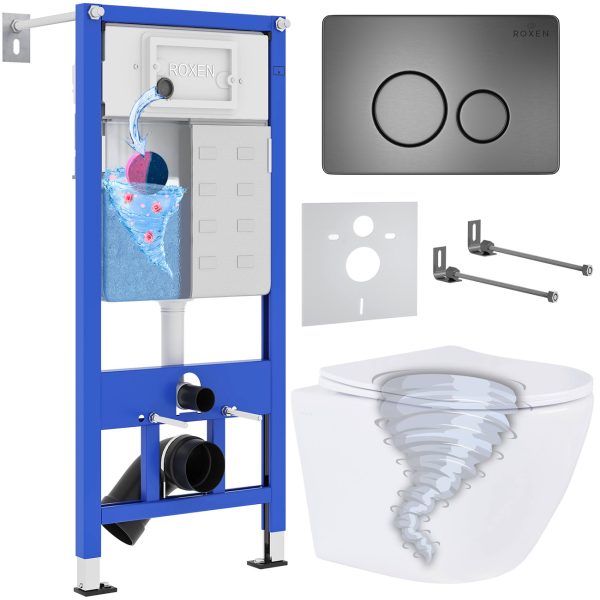 Комплект инсталляции с унитазом 6 в 1 Roxen StounFix Dual Fresh 968390 (состоит из: 710200, Steel 420260G, 530205-01)