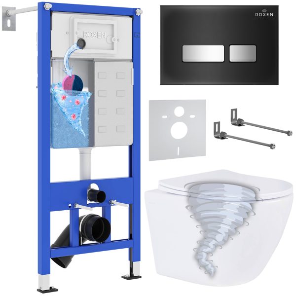 Комплект инсталляции с унитазом 6 в 1 Roxen StounFix Dual Fresh 968397 (состоит из: 710200, Glass 430280B, 530205-01)