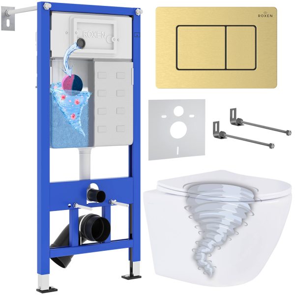 Комплект инсталляции с унитазом 6 в 1 Roxen StounFix Dual Fresh 968463 (состоит из: 710200, Steel 420280GB, 530205-01)