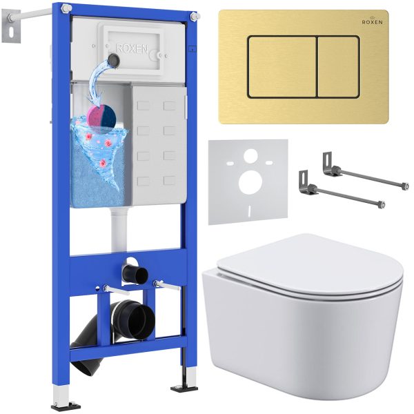 Комплект инсталляции с унитазом 6 в 1 Roxen StounFix Dual Fresh 968480 (состоит из: 710200, Steel 420280GB, 530120-01)