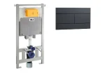 Комплект: инсталляция OLI 80 + клавиша смыва Slim черная матовая + унитаз подвесной Ideal Standard Connect AquaBlade с сиденьем Soft-Close, 885111+659055+E047901+E772401 — изображение 2