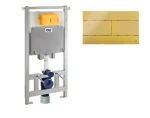 Комплект: инсталляция OLI 80 + клавиша смыва Slim золото + унитаз подвесной Ideal Standard Connect AquaBlade с сиденьем Soft-Close, 885111+154962+E047901+E772401 — изображение 2