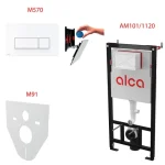 Сет 4в1 система инсталляции AlcaPlast AM101/1120+M570+M91 (кнопка белая)