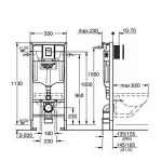 Инсталляция для унитазов Grohe Solido 38811KF0 3 в 1 с черной кнопкой смыва — изображение 6
