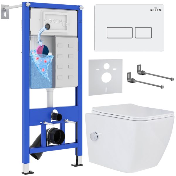 Комплект инсталляции с унитазом 6 в 1 Roxen StounFix Dual Fresh 577477 (состоит из: 710200, Caspia 410280W, 530135-01X)