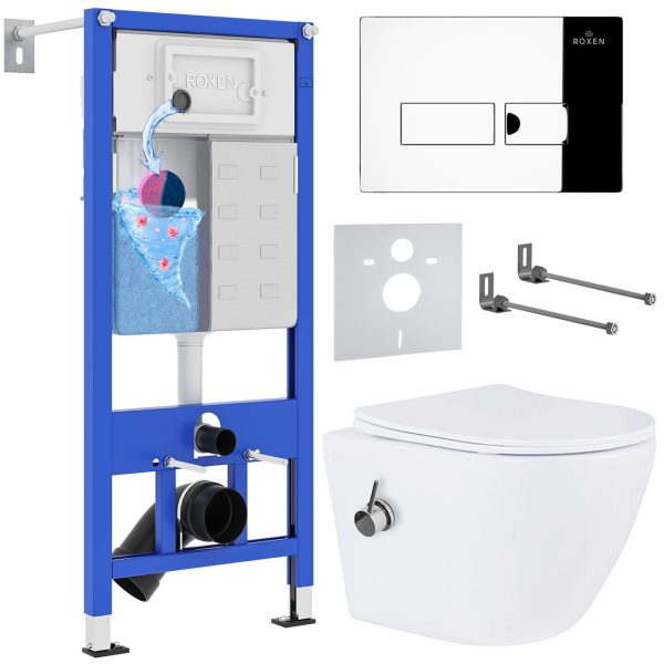 Комплект инсталляции с унитазом 6 в 1 Roxen StounFix Dual Fresh 958812 (состоит из: 710200, Caspia 410280СН, 530185-01Х)