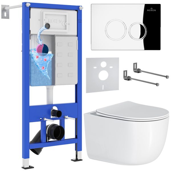 Комплект инсталляции с унитазом 6 в 1 Roxen StounFix Dual Fresh 964332 (состоит из: 710200, Santi 410260CH, 530160-01)