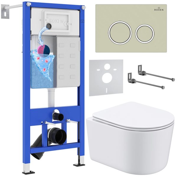 Комплект инсталляции с унитазом 6 в 1 Roxen StounFix Dual Fresh 966278 (состоит из: 710200, Santi 410260BG, 530120-01)