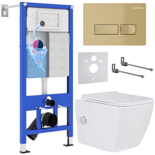 Комплект инсталляции с унитазом 6 в 1 Roxen StounFix Dual Fresh 968095 (состоит из: 710200, Caspia 410280GВ, 530135-01X)