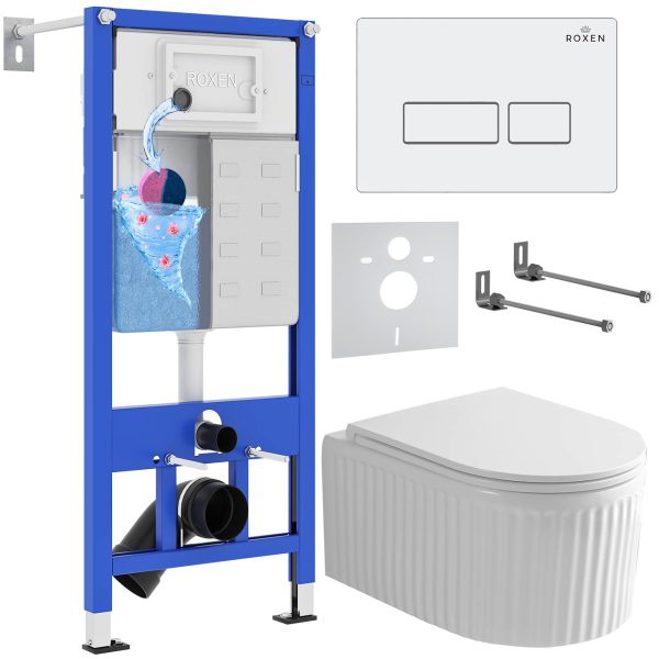 Комплект инсталляции с унитазом 6 в 1 Roxen StounFix Dual Fresh 968203 (состоит из: 710200, Caspia 410280W, 530200-01)