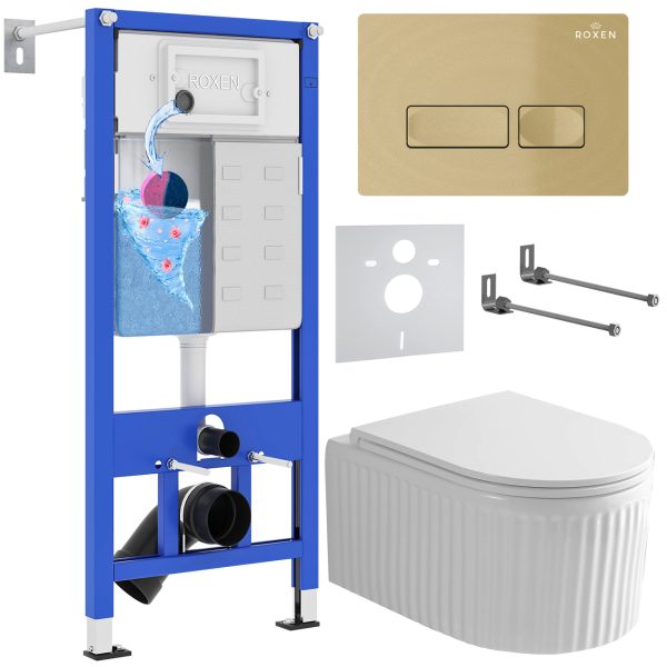Комплект инсталляции с унитазом 6 в 1 Roxen StounFix Dual Fresh 968227 (состоит из: 710200, Caspia 410280GB, 530200-01)