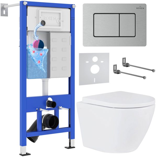 Комплект инсталляции с унитазом 6 в 1 Roxen StounFix Dual Fresh 968421 (состоит из: 710200, Steel 420280S, 530185-02)