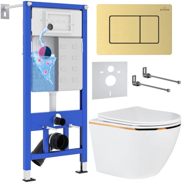 Комплект инсталляции с унитазом 6 в 1 Roxen StounFix Dual Fresh 968460 (состоит из: 710200, Steel 420280GB, 530110-01G)