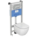 Промо комплект: инсталляция с унитазом Ideal Standard Tesi Aquablade + кнопка Solea M1 хром