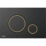Клавиша смыва AlcaPlast ALCA черный матовый, золото огранка soft touch круг M778-5