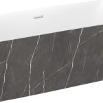 Акриловая ванна Wellsee Pure BY Wellsee 166x77, отдельностоящая, белый глянц., черный матов.мрамор/хром