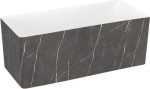 Акриловая ванна Wellsee Pure BY Wellsee 166x77, отдельностоящая, белый глянцевый, черный матов. мрамор/белый