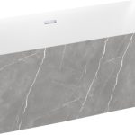 Акриловая ванна Wellsee Pure BY Wellsee 166x77, отдельностоящая, белый глянц., серый  матов.мрамор/хром