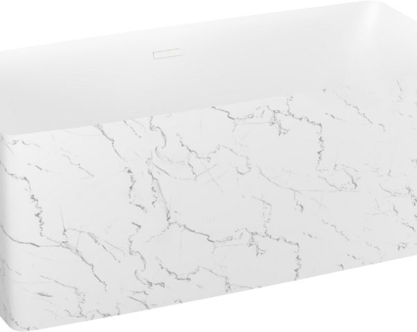 Акриловая ванна Wellsee Pure BY Wellsee 166x77, отдельностоящая, белый глянцевый, белый матов. мрамор/белый