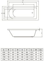 Акриловая ванна Bonito Home Elara 150x70, с ножками St — изображение 3
